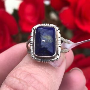 (NWT) Lapis Lazuli Sterling Signed Navajo Ring 7.5